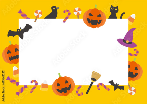 Decorated background frame for Halloween. Vector illustration for postcards, banners and posters.(Orange version)