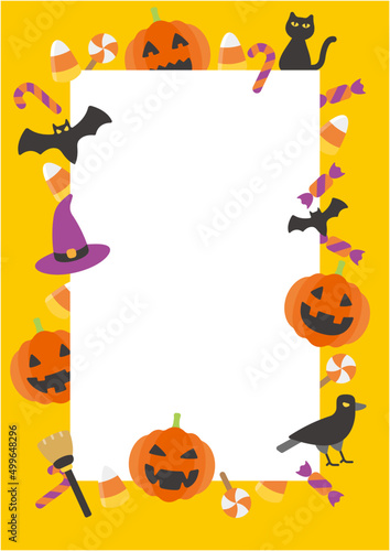 Decorated background frame for Halloween. Vector illustration for postcards, banners and posters.(Orange version)