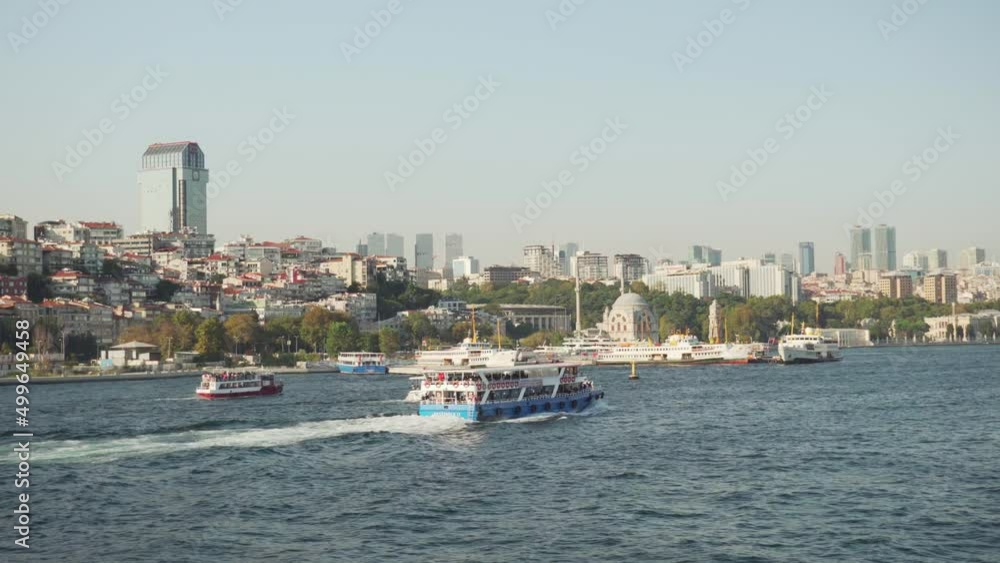 Istanbul skyline. Ships and boats are crossing the Bosporus Istanbul skyline. Ships and boats are crossing the Bosporus