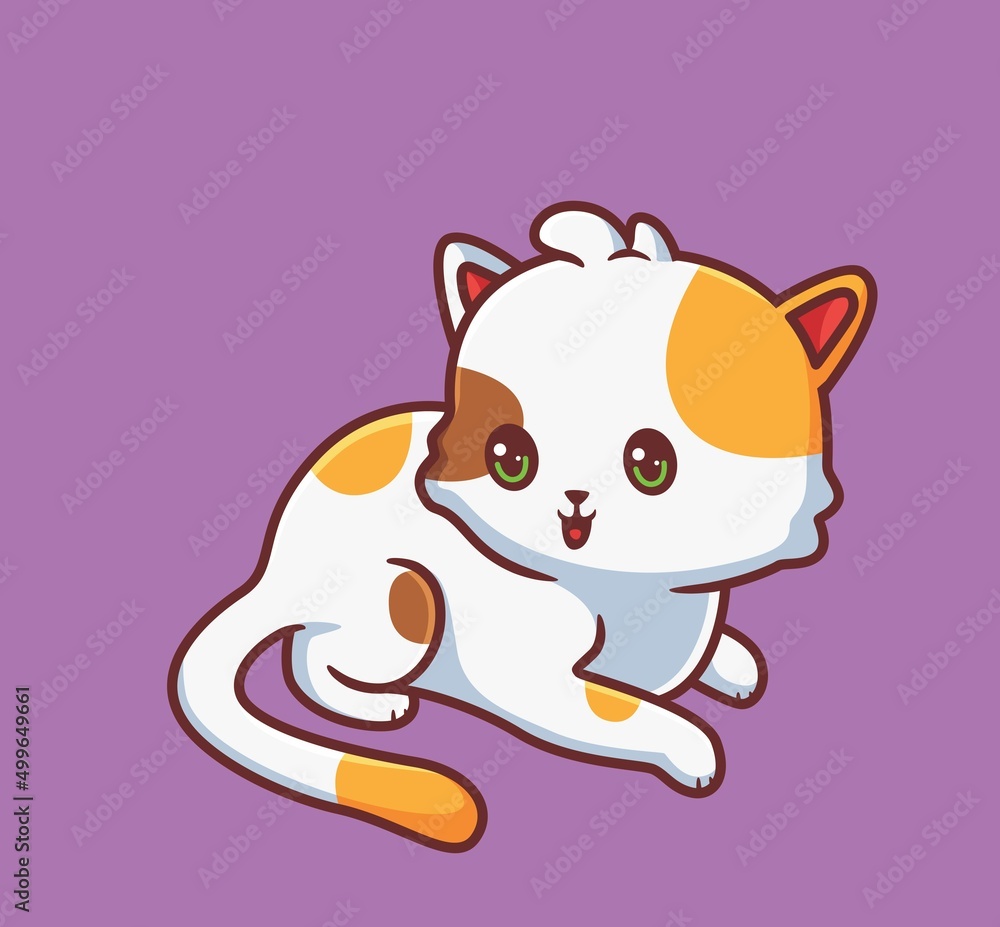 cute cat standby. isolated cartoon animal illustration. Flat Style Sticker Icon Design Premium Logo vector. Mascot Character