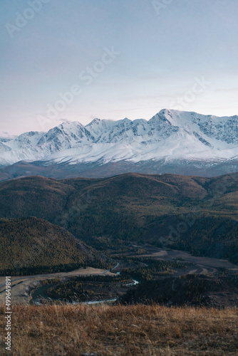 Mountains of the North Chuisky ridge at sunset