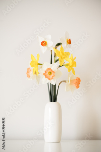 Wallpaper Mural Mixed daffodils in a modern white bud vase Torontodigital.ca
