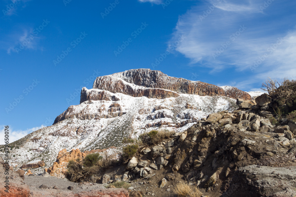 Snowy Teide in winter Canary Islands