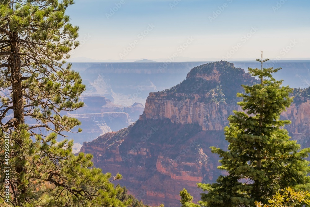 An overlooking landscape view of Grand Canyon National Park, Ari