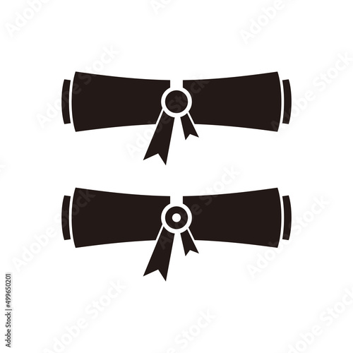 Graduation diploma set vector icon isolated on white background	