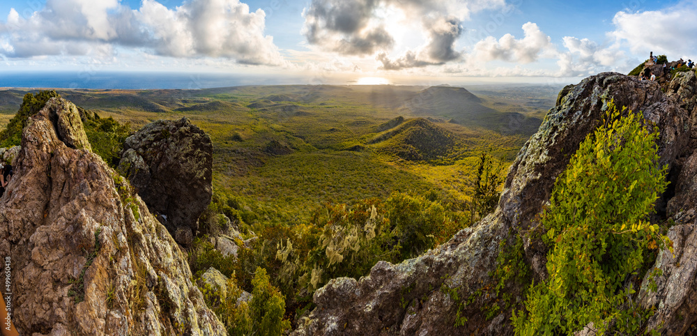 View from Mount Christoffel down to Christoffel National Park on the Caribbean island Curacao - panorama