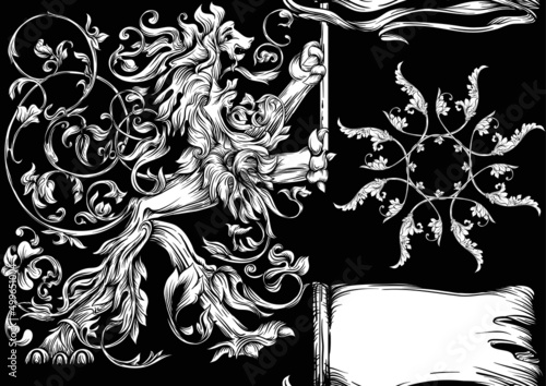 Seamless pattern, background In baroque, rococo, victorian, renaissance style. Trendy frolar vintage pattern. In white and black vector illustration