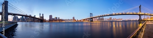 New York Skyline Panorama with both very known bridges