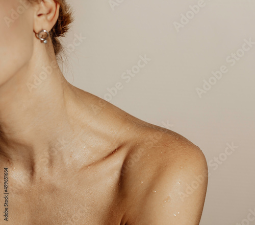 Close Up Of neck and collarbone . Spa, skin care and wellness