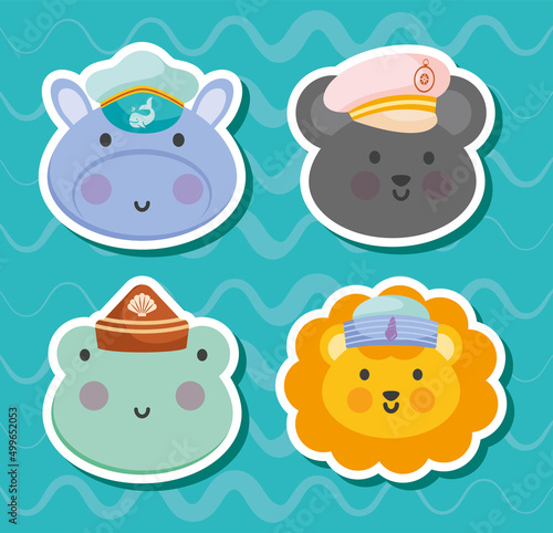 sailor animals icon set