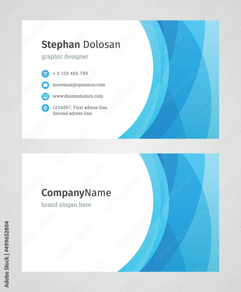 Minimalist Business Card Design Template. Modern Creative and Clean Corporate Design. Vector Illustration. Front and Back Sides with Colorful Abstract Background