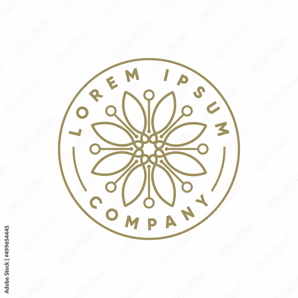 Elegant simple mandala label stamp logo design