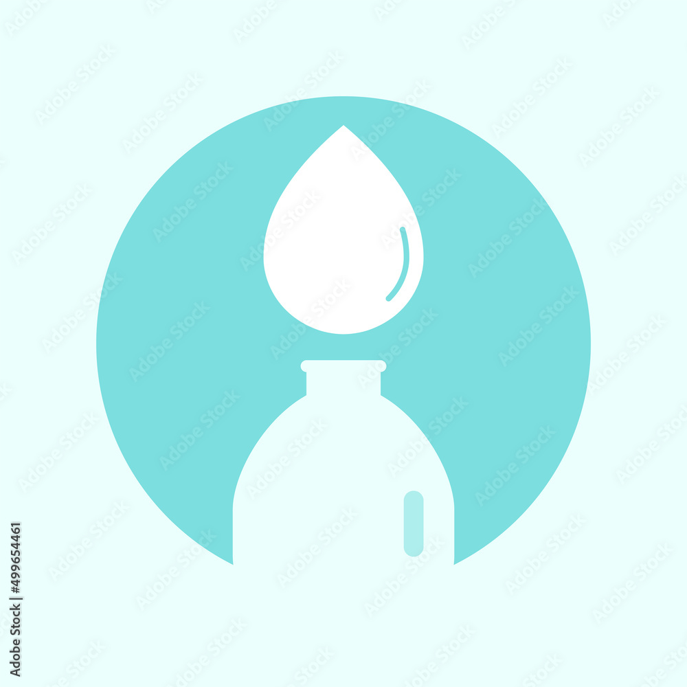 Water bottle refill circle sign. Vector illustration outline flat