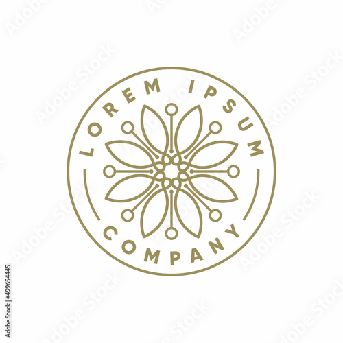 Elegant simple mandala label stamp logo design