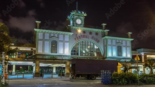 Outside Central Ferry Pier on Hong Kong Island night timelapse hyperlapse photo