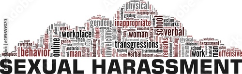 Sexual Harassment conceptual vector illustration word cloud isolated on white background.