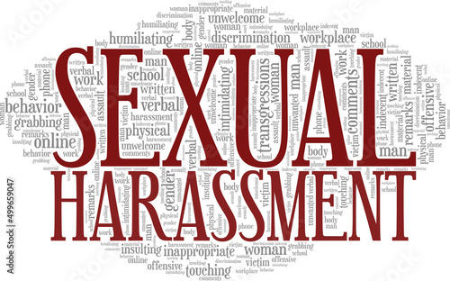Sexual Harassment conceptual vector illustration word cloud isolated on white background.