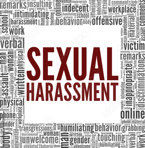 Sexual Harassment conceptual vector illustration word cloud isolated on white background.