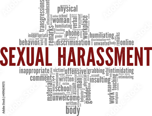 Sexual Harassment conceptual vector illustration word cloud isolated on white background.