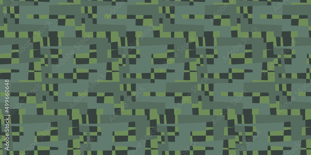 Pixel glitch camouflage seamless pattern in olive green color for background, fabric, textile, wrap, surface, web and print design. Textile vector tile rapport.
