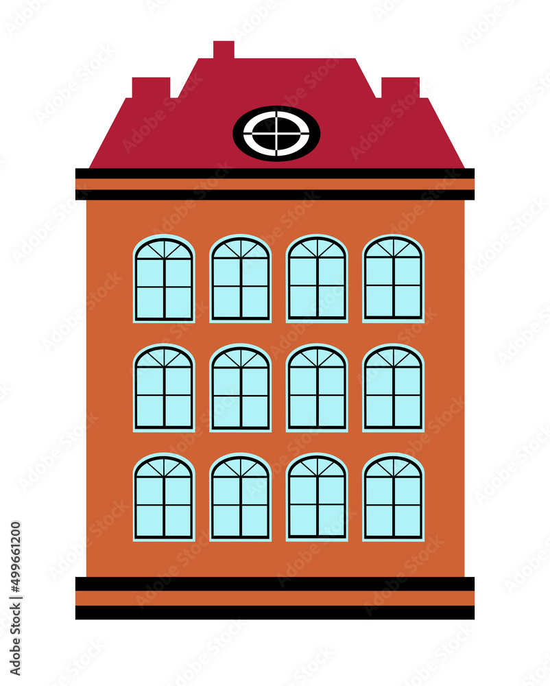 Naklejka premium City single silhouette building colored object element