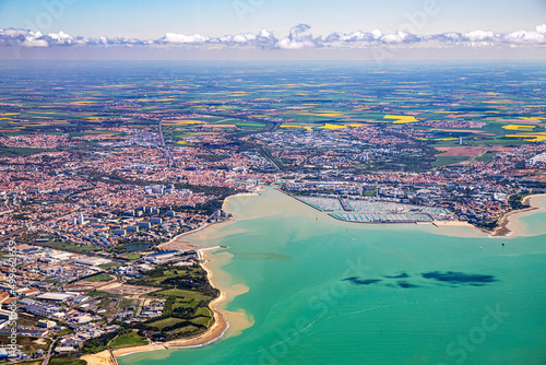 Tableau sur toile La Rochelle, Ré and Oléron island in atlantic ocean aerial view