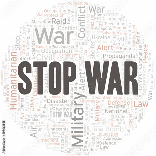 Stop War word cloud. Vector made with the text only.