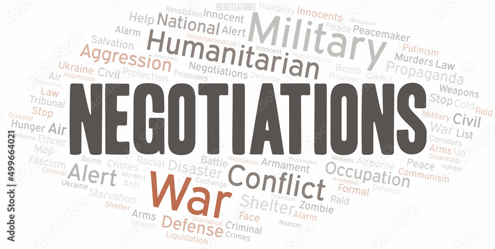 Negotiations word cloud. Vector made with the text only.