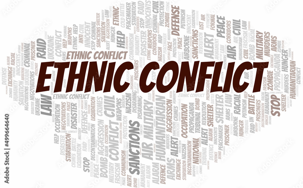Fototapeta premium Ethnic Conflict word cloud. Vector made with the text only.