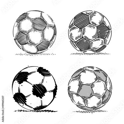Four soccer balls in different styles