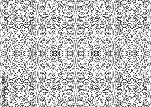 Interlacing abstract ornament in the medieval, romanesque style. Seamless pattern, backgroundin gold and black. ector illustration.
