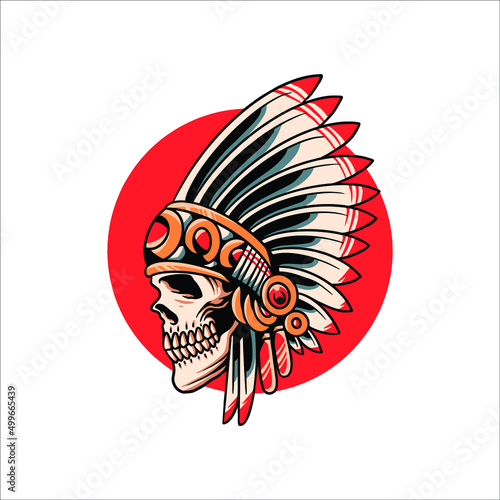indian skull tattoo vector design