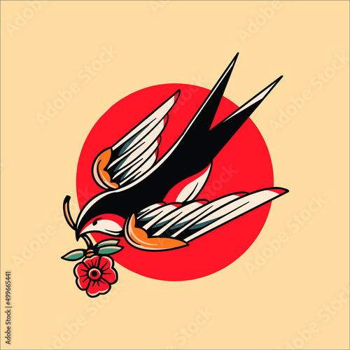 swallow tattoo vector design