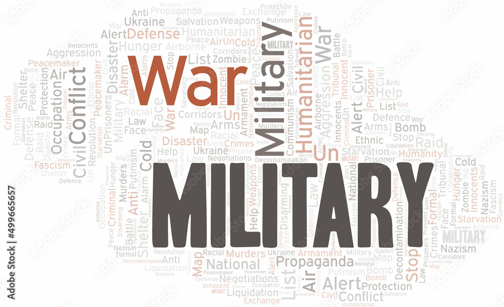Fototapeta premium Military word cloud. Vector made with the text only.