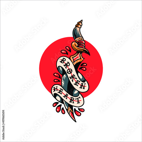 the dagger tattoo vector design
