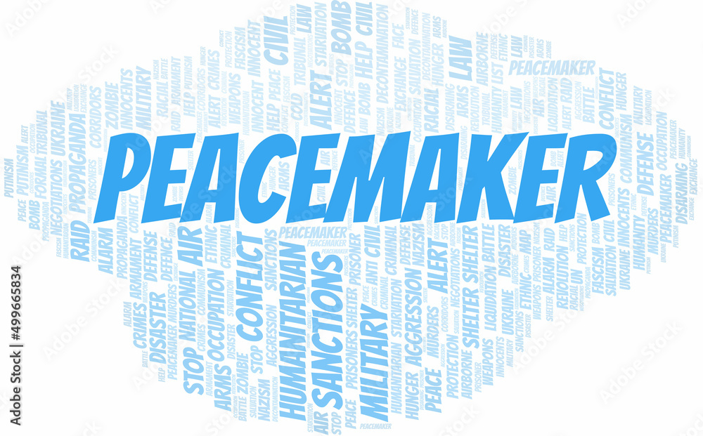 Fototapeta premium Peacemaker word cloud. Vector made with the text only.