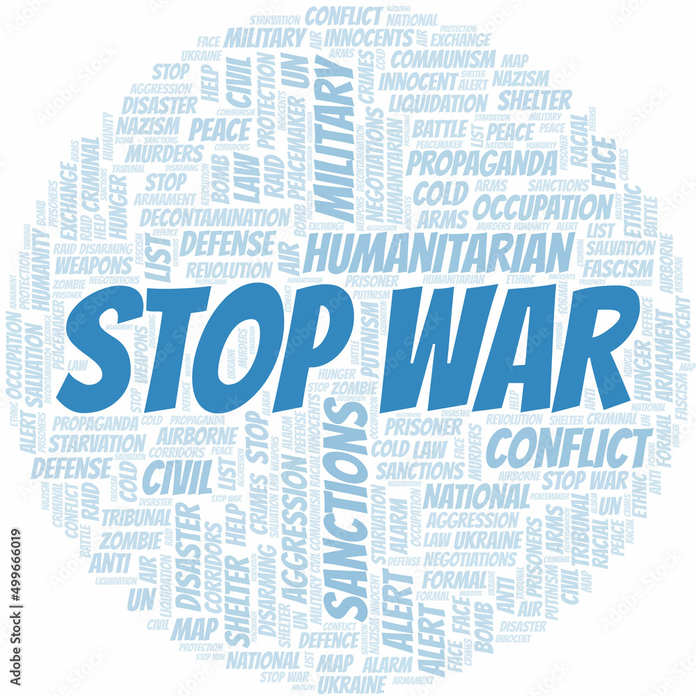 Obraz premium Stop War word cloud. Vector made with the text only.