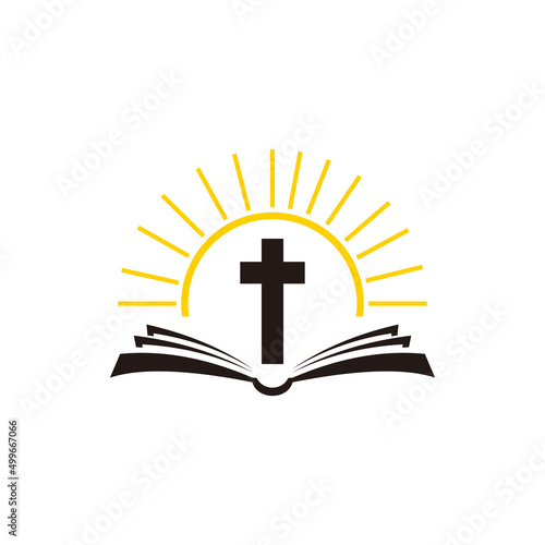 bible logo icon and christian cross