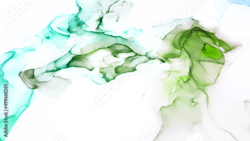 Modern creative watercolor background for trendy design. Colorful modern design art in green tones.