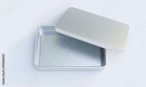 Wallpaper Mural 3D rendering of square shaped Tin box on white background.  Torontodigital.ca