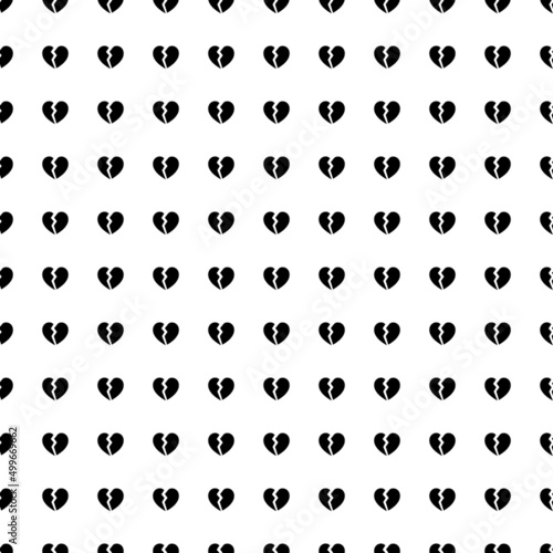 Square seamless background pattern from geometric shapes. The pattern is evenly filled with big black broken heart symbols. Vector illustration on white background