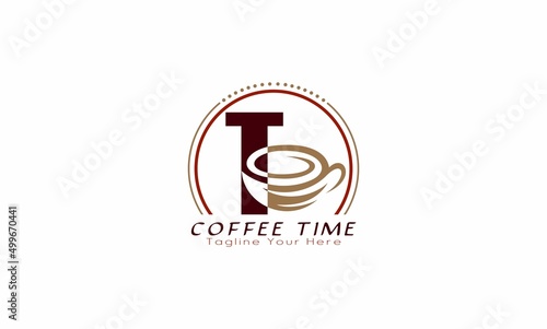 letter T coffee cup concept design coffee room logo
