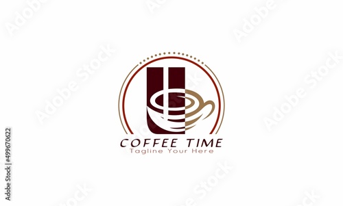 letter U coffee cup concept design coffee room logo