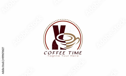 letter X coffee cup concept design coffee room logo