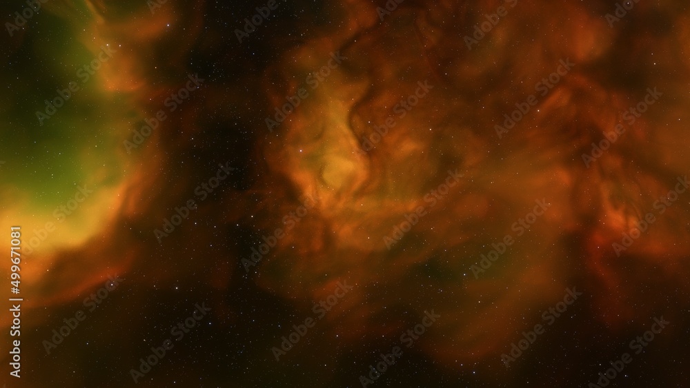 Realistic cosmos and color nebula. Colorful galaxy. 3d illustration