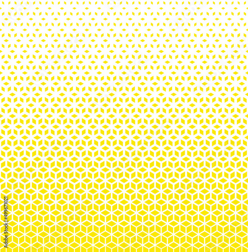 Yellow halftone pattern on white background. Linear halftone backdrop. Isolated vector illustration on white background.