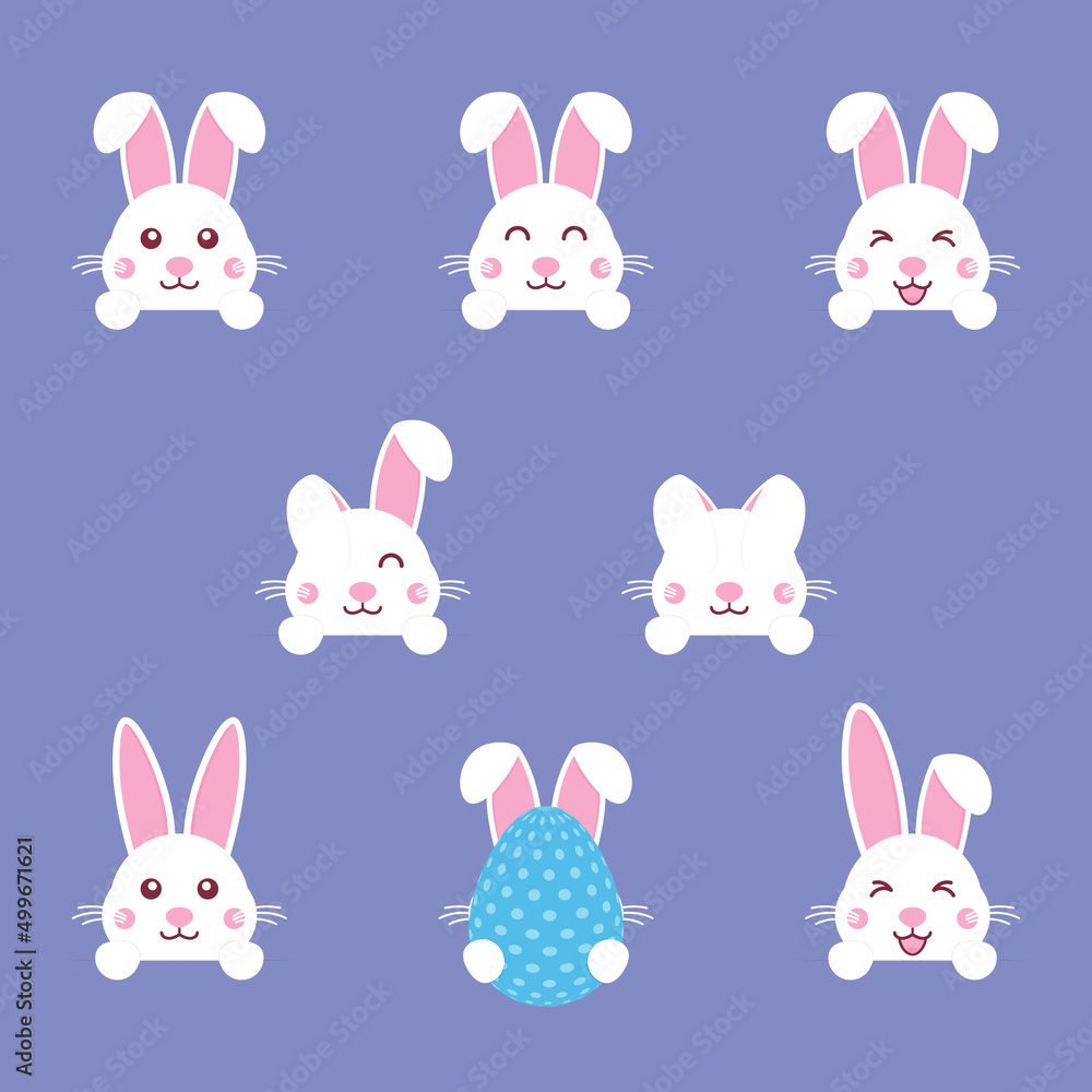Set of easter rabbits, bunny. Vector illustration. Set of easter rabbits, bunny. Vector illustration.