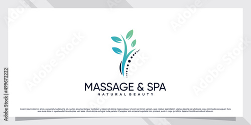 Creative massage and spa logo with unique modern concept