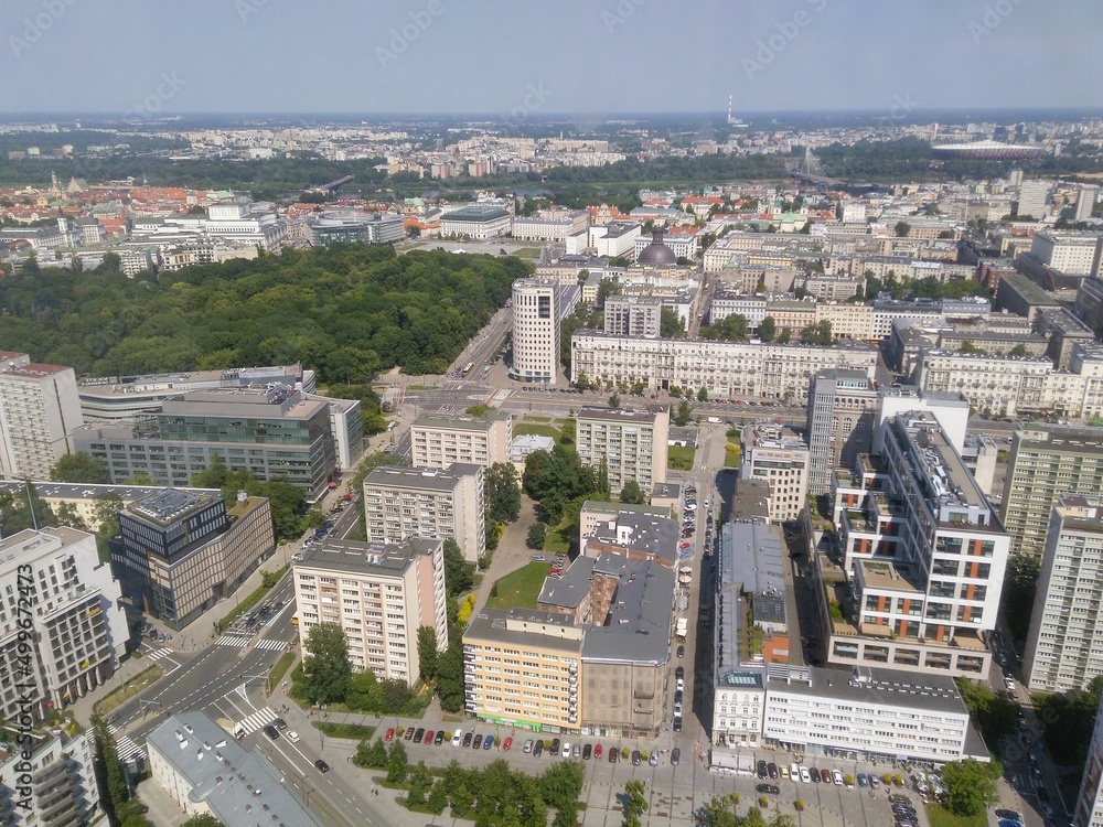 Panorama Warszawy, Park Saski, Plac Piłsudskiego, Stadion Narodowy