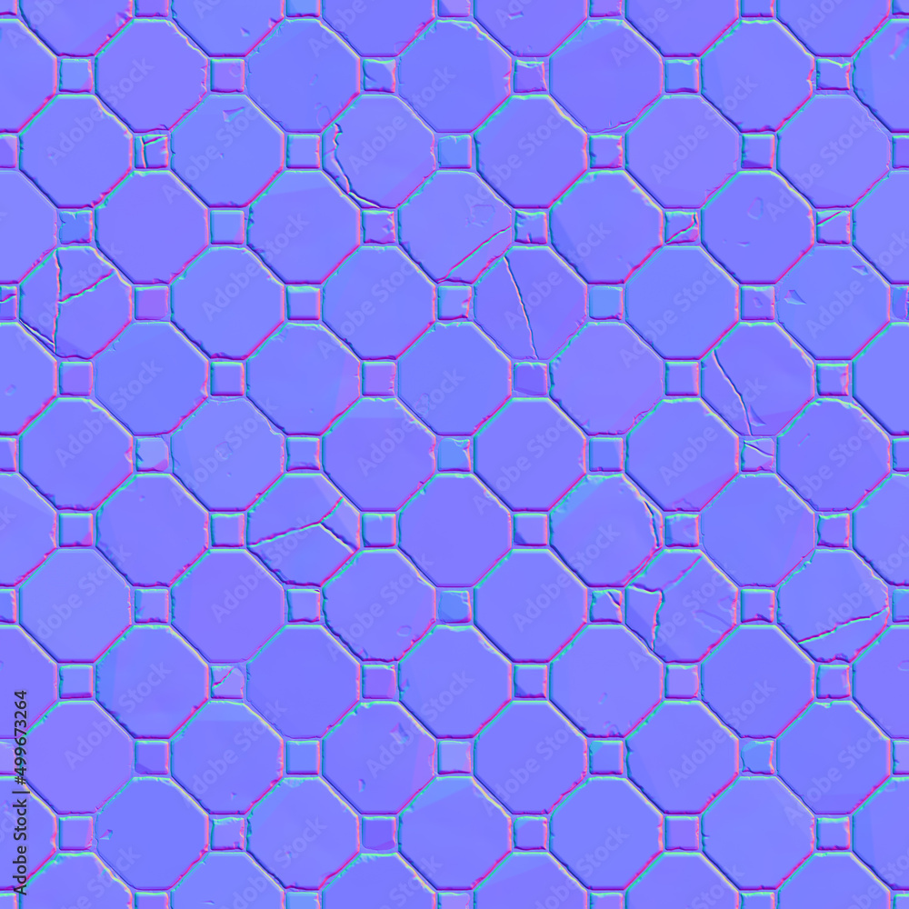 Normal map Stone Tiles texture, normal mapping Stock Illustration